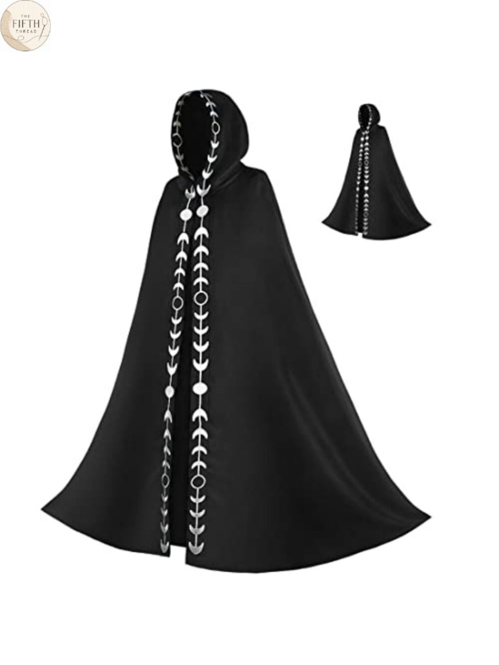 Medieval Renaissance Hooded Cloak Cape Moon Embroidered Costume